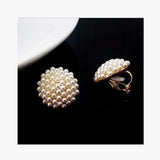 Simulated Pearl Geometric Clip On Earrings Charm Pendant