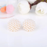 Simulated Pearl Geometric Clip On Earrings Charm Pendant