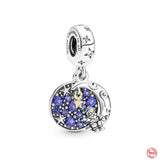 Starry Sky 925 Silver Heart Charm Christmas Pendant Bead Bracelet Women Gift DIY