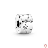 Starry Sky 925 Silver Heart Charm Christmas Pendant Bead Bracelet Women Gift DIY