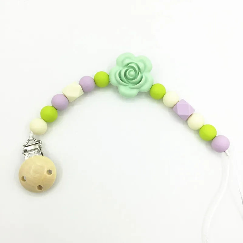 Silicone Teething Pacifier Clips Flower Design