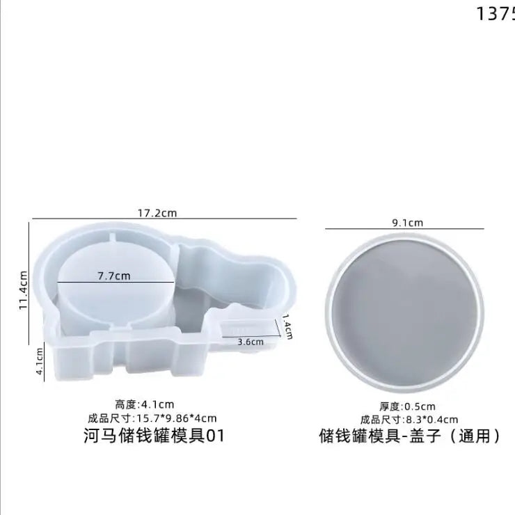 Silicone Mould Dried Flower Resin Craft Seahorse Piggy Bank Mold