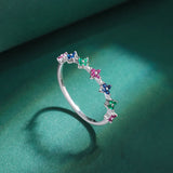 Rainbow Series Flower Plum Blossom Emerald Sapphire Couple Ring For Women