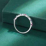 Rainbow Series Flower Plum Blossom Emerald Sapphire Couple Ring For Women