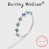Rainbow Series Flower Plum Blossom Emerald Sapphire Couple Ring For Women