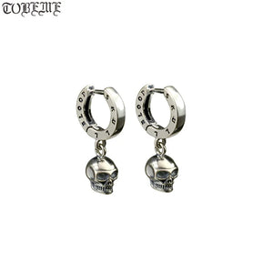 Vintage 925 Silver Skeleton Earrings Thai Silver Skull Earrings