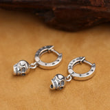 Vintage 925 Silver Skeleton Earrings Thai Silver Skull Earrings