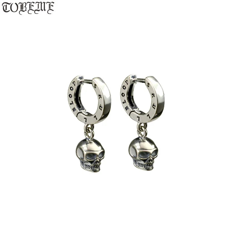 Vintage 925 Silver Skeleton Earrings Thai Silver Skull Earrings