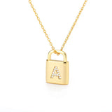 Chunky Metal Chain Necklace with Letter B Lock Pendant