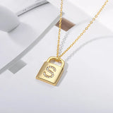 Chunky Metal Chain Necklace with Letter B Lock Pendant