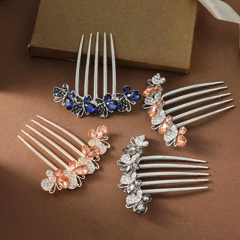 Vintage Crystal Butterfly Bridesmaid Headdress Bridal Hair Comb Clip Hairpin