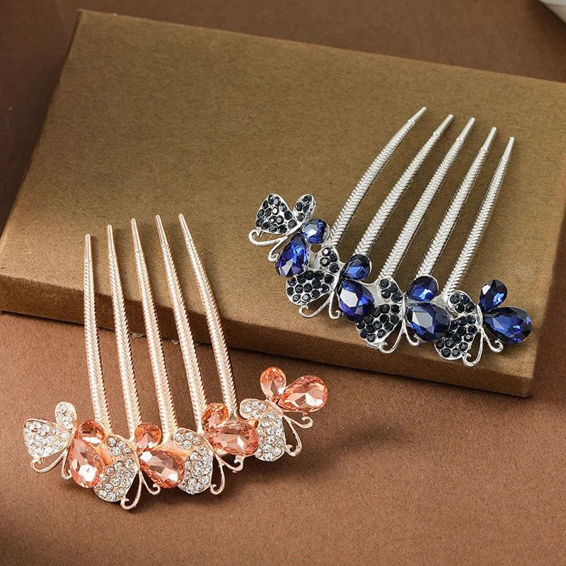 Vintage Crystal Butterfly Bridesmaid Headdress Bridal Hair Comb Clip Hairpin
