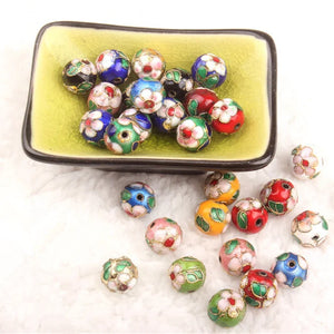 10 PCS Multicolor Cloisonne Thread Round Bead DIY Enamel Wire Inlay Loose Beads
