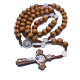 Antique Cross Rosary Pendant Necklace Saint Benedict Beaded Jewelry