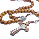 Antique Cross Rosary Pendant Necklace Saint Benedict Beaded Jewelry