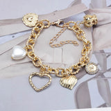 Heart Pendant Bracelet Stainless Steel Plated Jewelry for Women