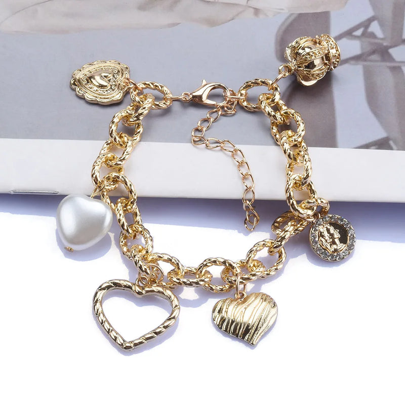 Heart Pendant Bracelet Stainless Steel Plated Jewelry for Women