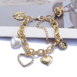 Heart Pendant Bracelet Stainless Steel Plated Jewelry for Women