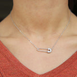 925 Sterling Silver Paperclip Charm Necklace