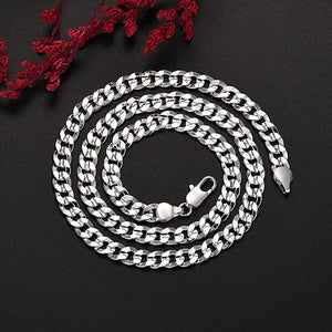 925 Silver 7MM Chain Necklace Wedding Jewelry Christmas