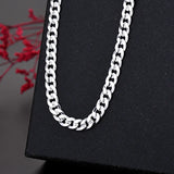 925 Silver 7MM Chain Necklace Wedding Jewelry Christmas