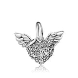 European Pink Heart Family Tree Angel Dangle Charm DIY Beads