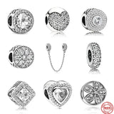 European Spacer Beads 925 Silver Heart Clip DIY Bracelet Jewelry
