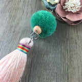 Flower Collar Necklace Chunky Metal Chain Wood Bead Pendant