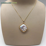 Baroque Pearls Pendant Necklace on Box Chain 16'' 18''
