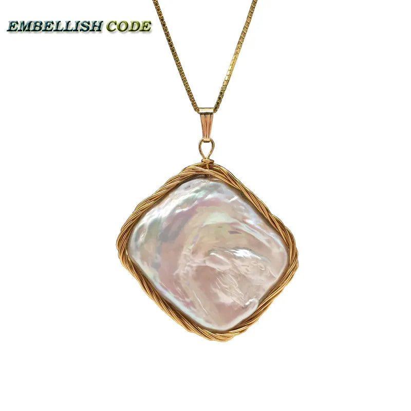 Baroque Pearls Pendant Necklace on Box Chain 16'' 18''