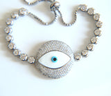 Evil Eye Charm Bracelet for Women with Silver Link Chain