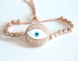 Evil Eye Charm Bracelet for Women with Silver Link Chain