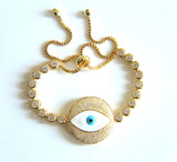 Evil Eye Charm Bracelet for Women with Silver Link Chain