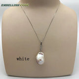 Baroque Pearl Zircon Drop Pendant Necklace 925 Silver 16'' 18''