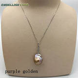 Baroque Pearl Zircon Drop Pendant Necklace 925 Silver 16'' 18''