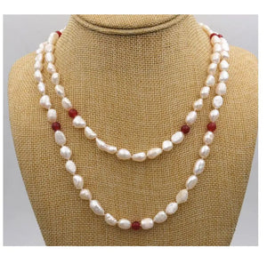 Baroque Pearl Ruby Necklace AAA Grade