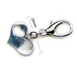 24mm Metal Hollow Heart Charm for Pets Collar with Lobster Claw Closure