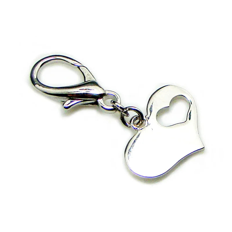 24mm Metal Hollow Heart Charm for Pets Collar with Lobster Claw Closure