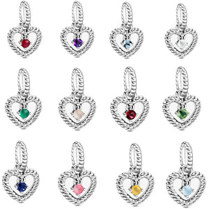 12 Month Birthday Dangle Pendant DIY Bead Silver 925 Bracelet Women
