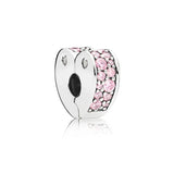 925 Sterling Silver Pink Heart Clip DIY Bead Charm