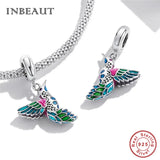 925 Sterling Silver Violet and Bird Charm Pendant for European Bracelet