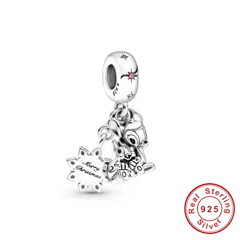 925 Sterling Silver Violet and Bird Charm Pendant for European Bracelet