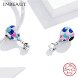 925 Sterling Silver Violet and Bird Charm Pendant for European Bracelet