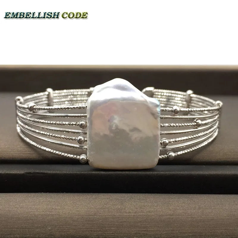 Silver Baroque Pearl Bracelet Set
