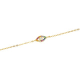 Rainbow Evil Eye Charm Bracelet 925 Silver 15+4cm