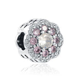 Hope Love Charm Pink Zirconia DIY Beads Silver 925 Bracelet