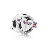 Hope Love Charm Pink Zirconia DIY Beads Silver 925 Bracelet