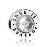 Hope Love Charm Pink Zirconia DIY Beads Silver 925 Bracelet
