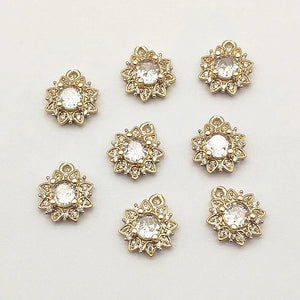 CZ Flower Charms 13x11mm 50pcs For Necklace/Earrings DIY