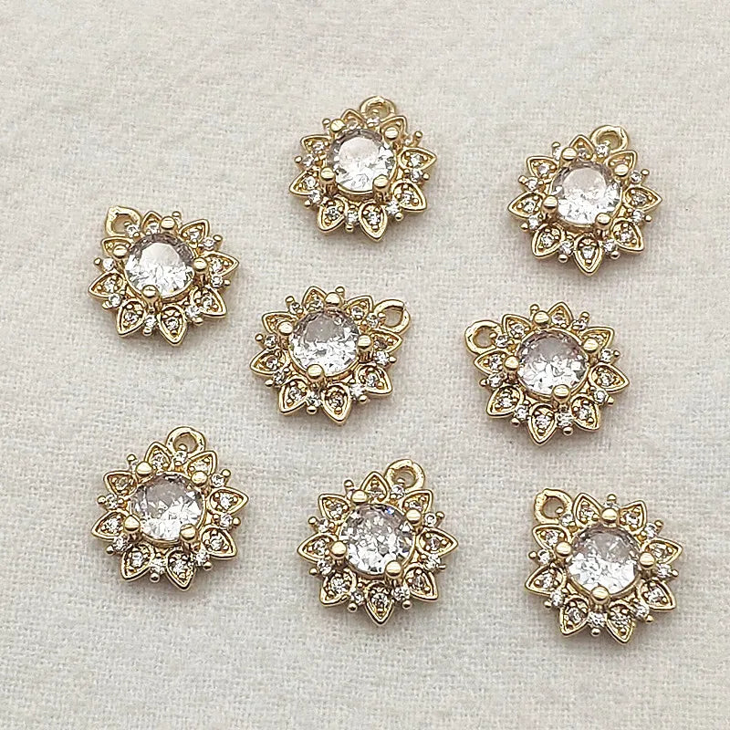 CZ Flower Charms 13x11mm 50pcs For Necklace/Earrings DIY